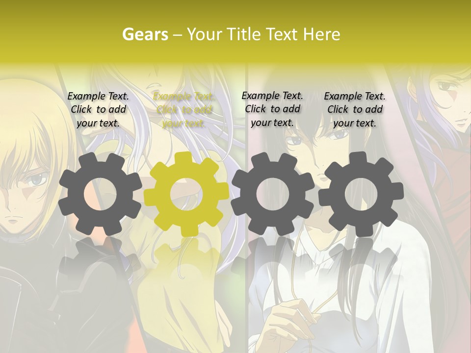 A Group Of Anime Girls With Different Colored Hair PowerPoint Template