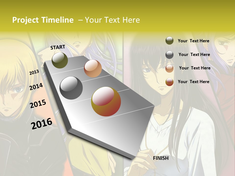 A Group Of Anime Girls With Different Colored Hair PowerPoint Template