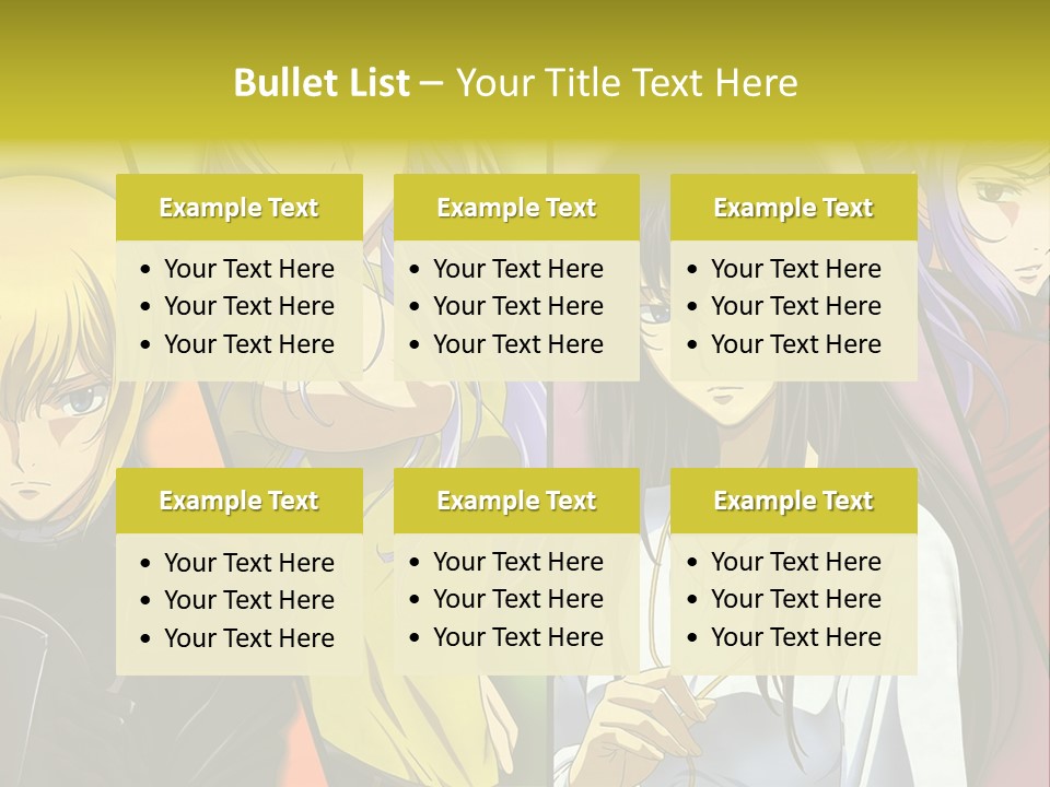 A Group Of Anime Girls With Different Colored Hair PowerPoint Template