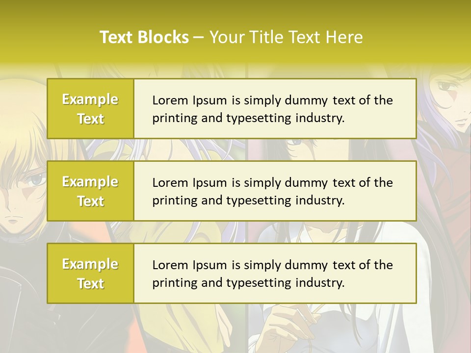 A Group Of Anime Girls With Different Colored Hair PowerPoint Template