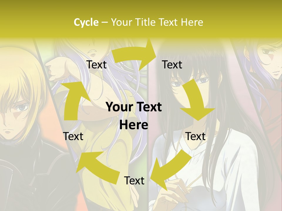 A Group Of Anime Girls With Different Colored Hair PowerPoint Template