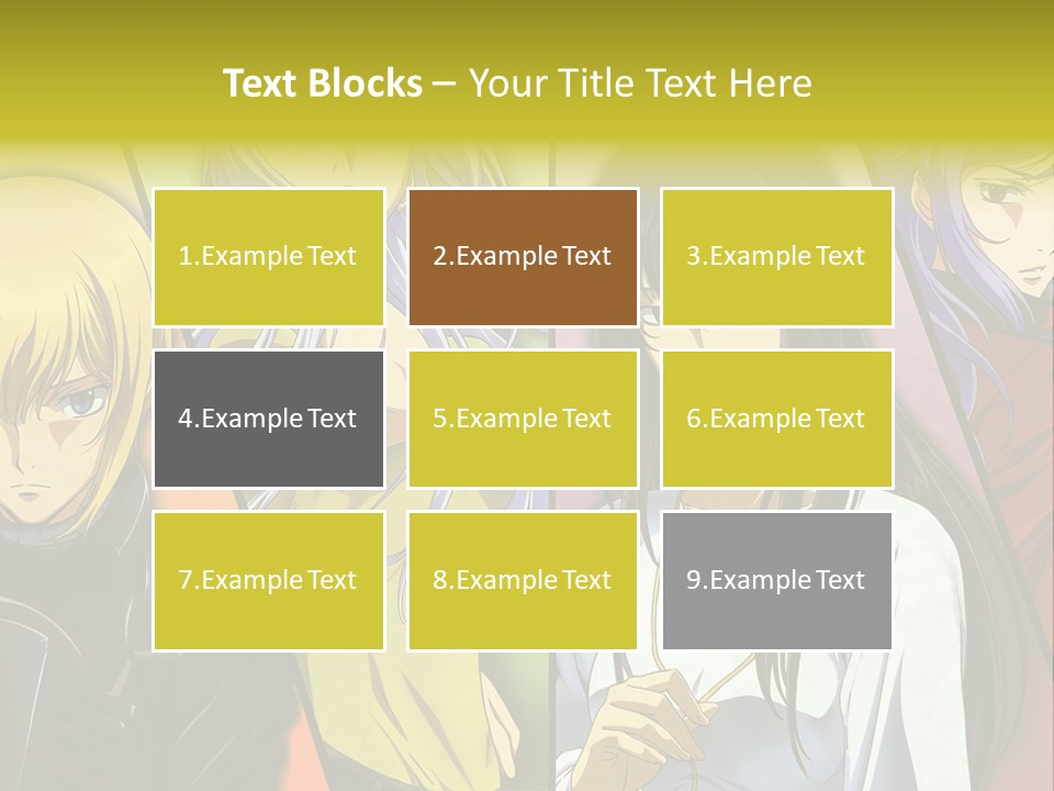 A Group Of Anime Girls With Different Colored Hair PowerPoint Template