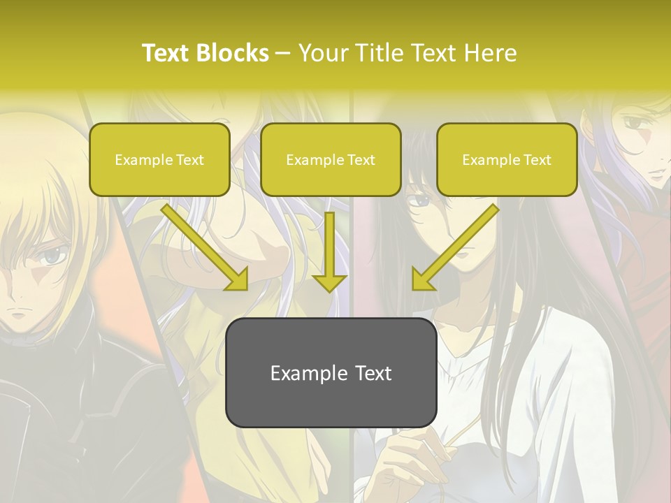 A Group Of Anime Girls With Different Colored Hair PowerPoint Template