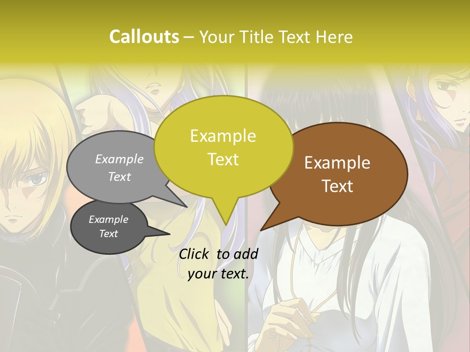 A Group Of Anime Girls With Different Colored Hair PowerPoint Template