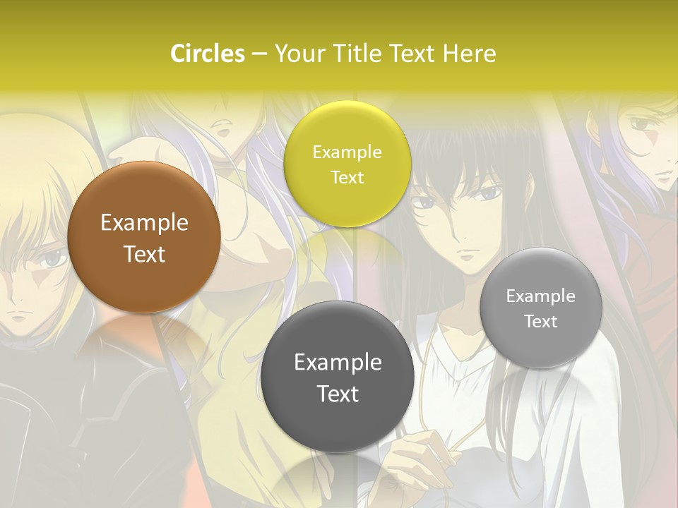 A Group Of Anime Girls With Different Colored Hair PowerPoint Template