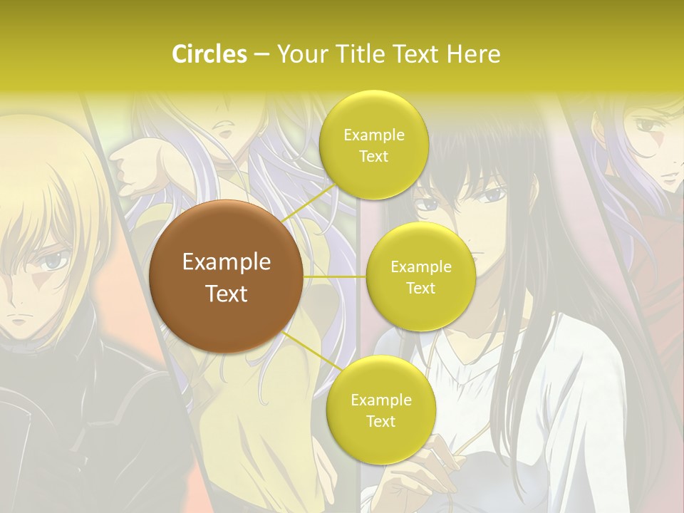 A Group Of Anime Girls With Different Colored Hair PowerPoint Template