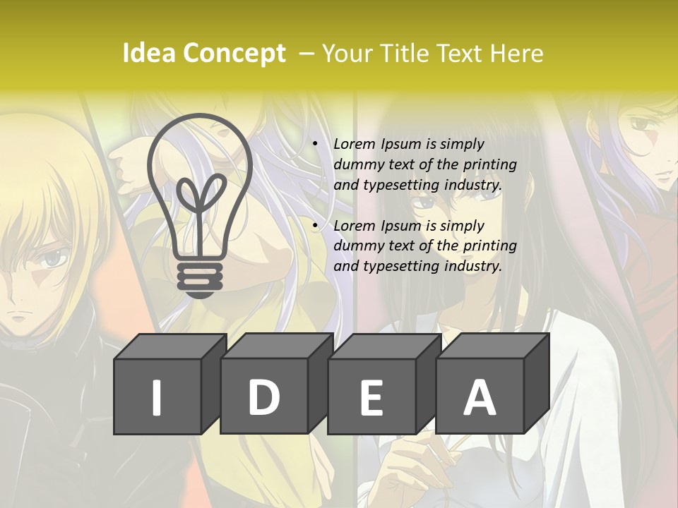 A Group Of Anime Girls With Different Colored Hair PowerPoint Template