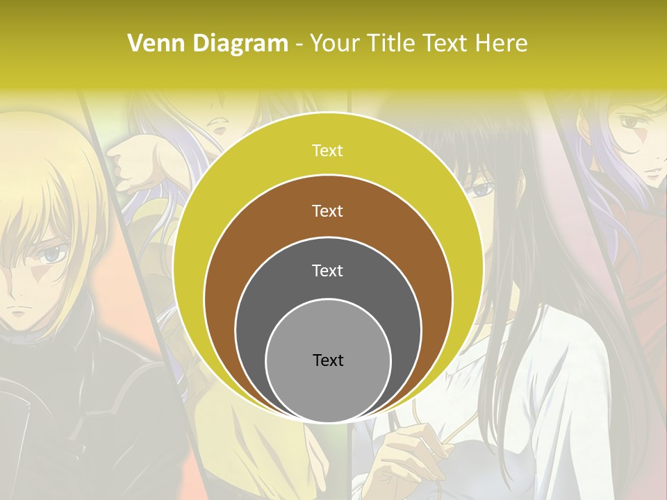 A Group Of Anime Girls With Different Colored Hair PowerPoint Template
