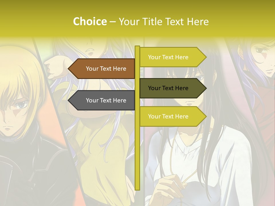 A Group Of Anime Girls With Different Colored Hair PowerPoint Template