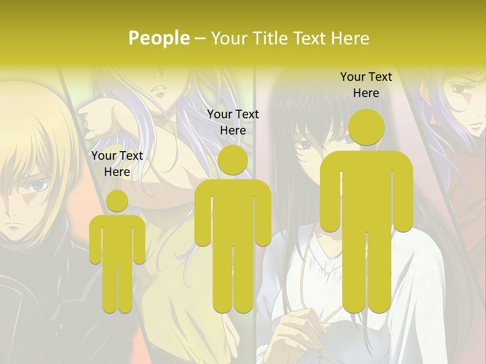 A Group Of Anime Girls With Different Colored Hair PowerPoint Template