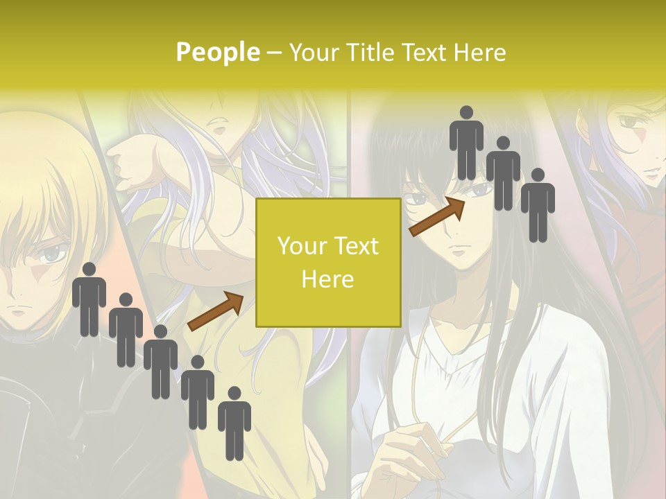 A Group Of Anime Girls With Different Colored Hair PowerPoint Template
