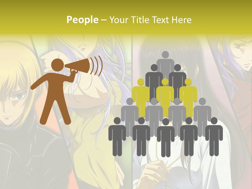 A Group Of Anime Girls With Different Colored Hair PowerPoint Template