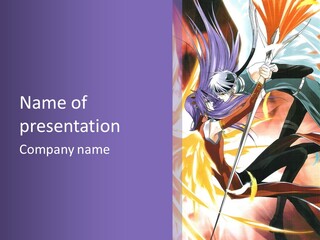 An Anime Character With A Sword In His Hand PowerPoint Template