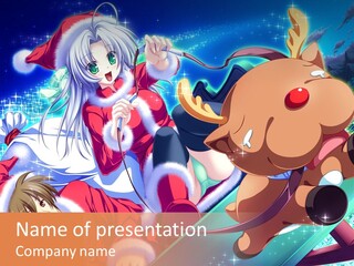 A Group Of Anime Characters On A Blue Background PowerPoint Template