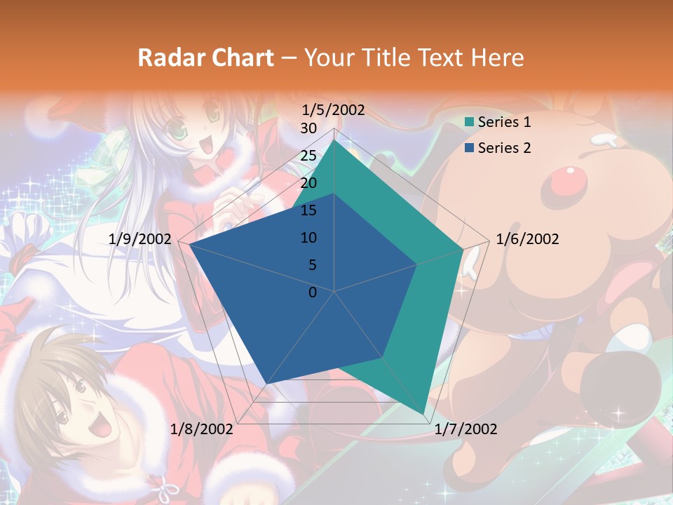 A Group Of Anime Characters On A Blue Background PowerPoint Template