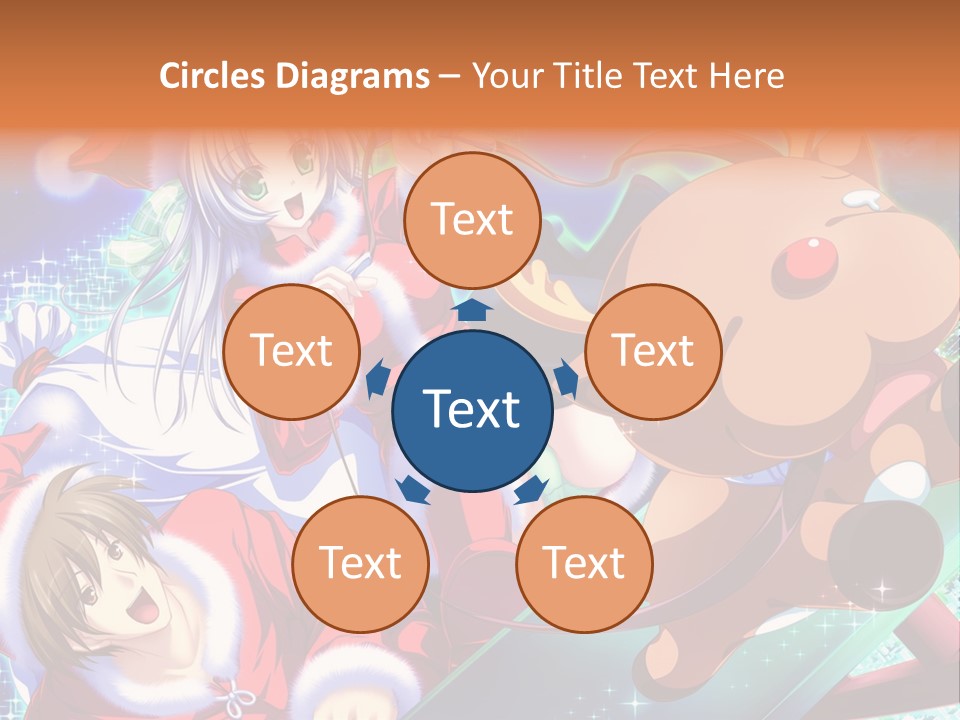 A Group Of Anime Characters On A Blue Background PowerPoint Template