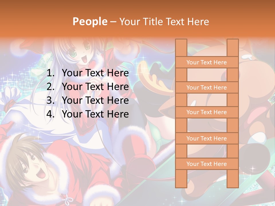 A Group Of Anime Characters On A Blue Background PowerPoint Template