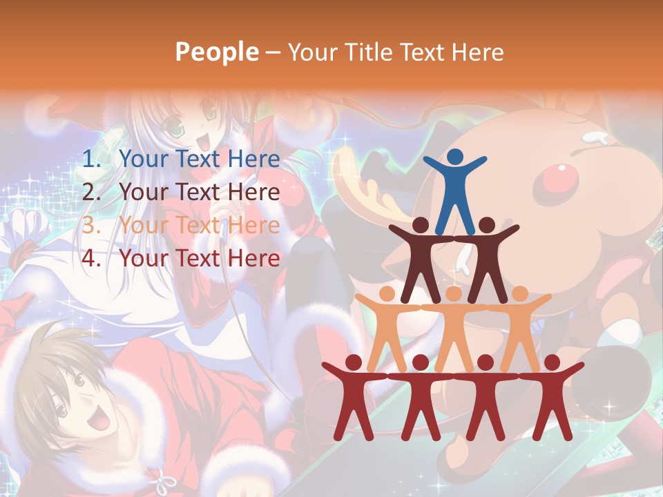 A Group Of Anime Characters On A Blue Background PowerPoint Template