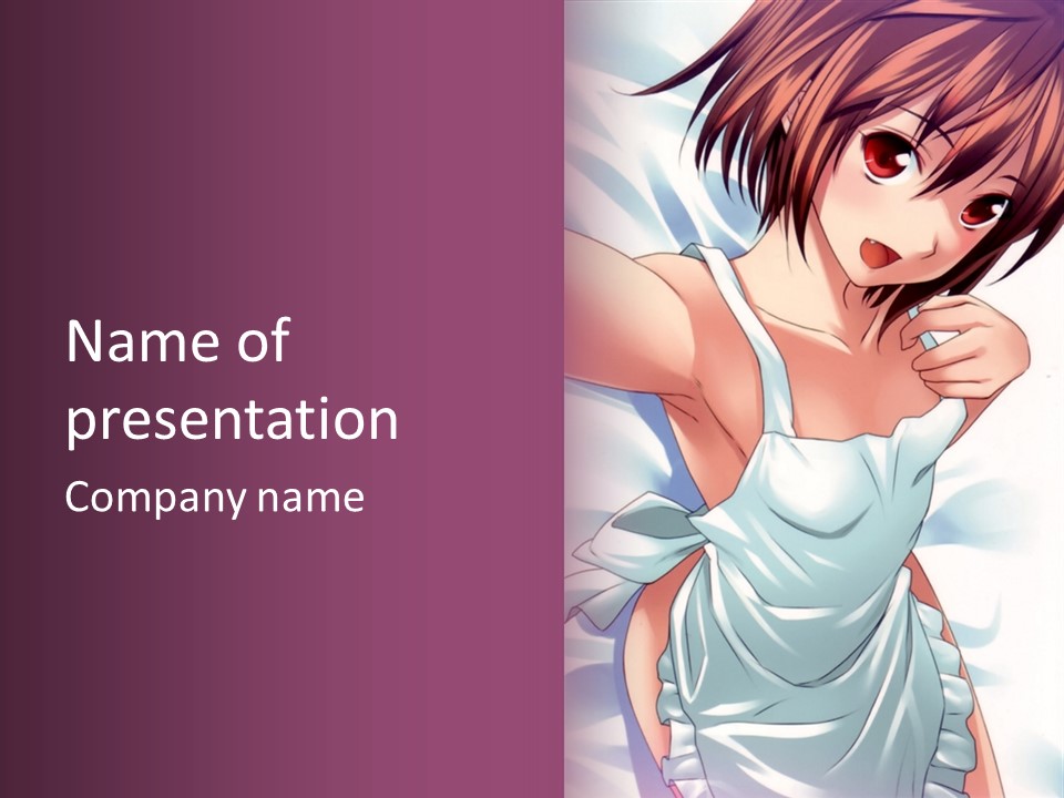 A Woman In A White Dress With A Purple Background PowerPoint Template