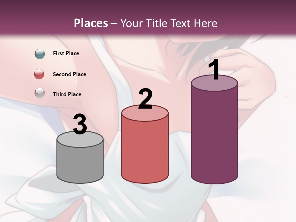 A Woman In A White Dress With A Purple Background PowerPoint Template