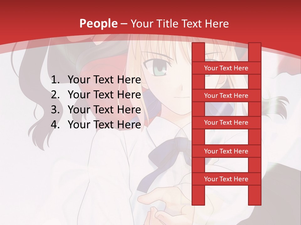 A Couple Of Anime Characters With A Red Background PowerPoint Template