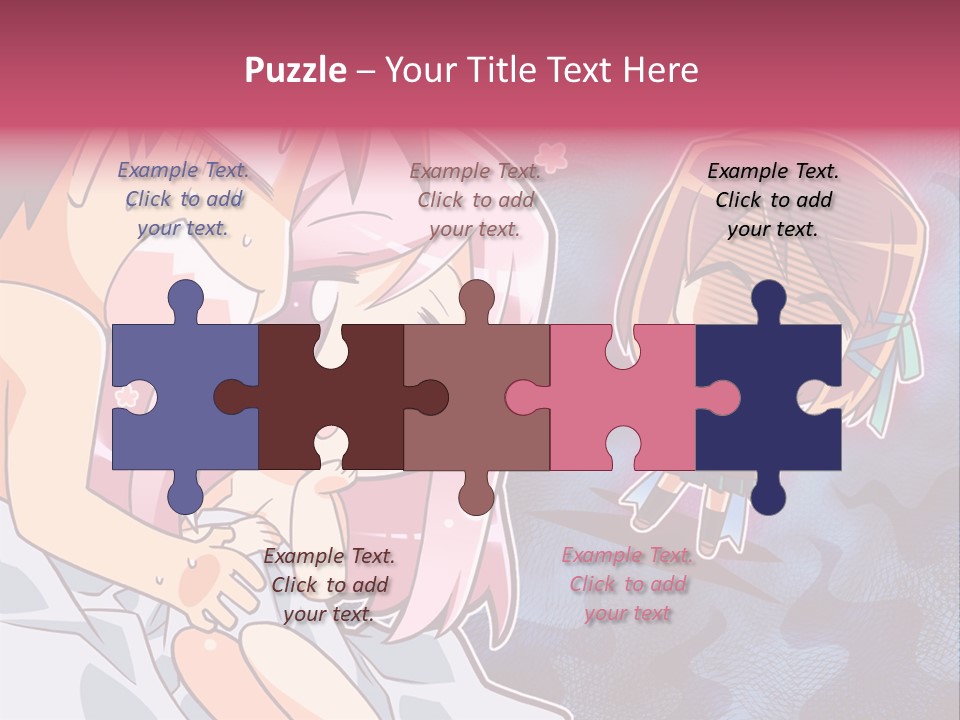 A Couple Of Anime Characters Hugging In Front Of A Blue Background PowerPoint Template