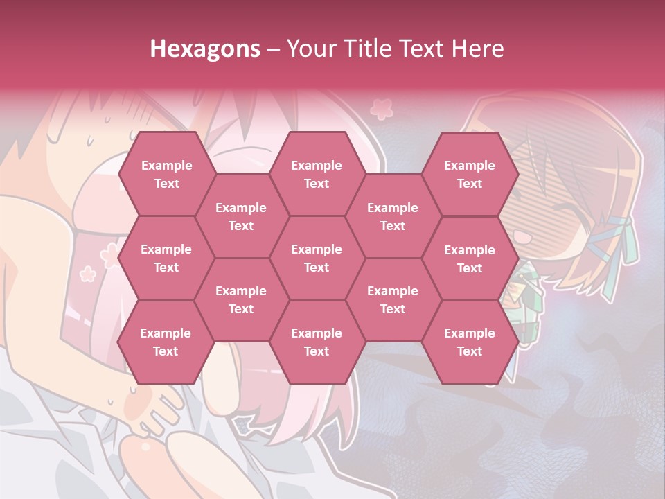 A Couple Of Anime Characters Hugging In Front Of A Blue Background PowerPoint Template