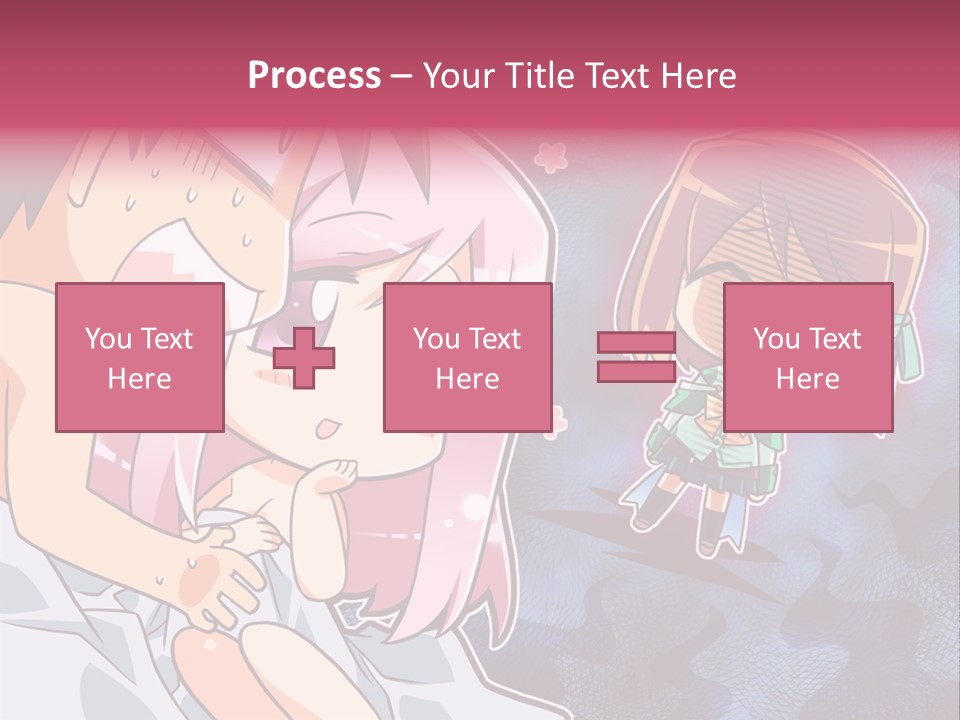 A Couple Of Anime Characters Hugging In Front Of A Blue Background PowerPoint Template