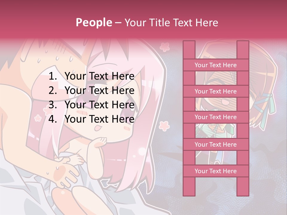 A Couple Of Anime Characters Hugging In Front Of A Blue Background PowerPoint Template