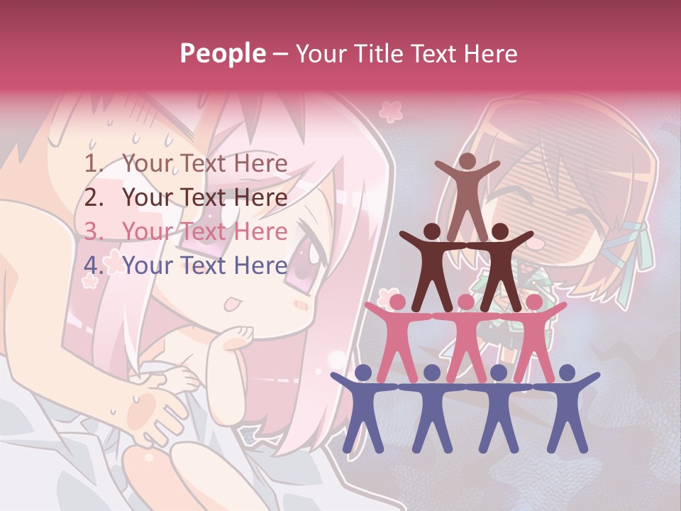 A Couple Of Anime Characters Hugging In Front Of A Blue Background PowerPoint Template