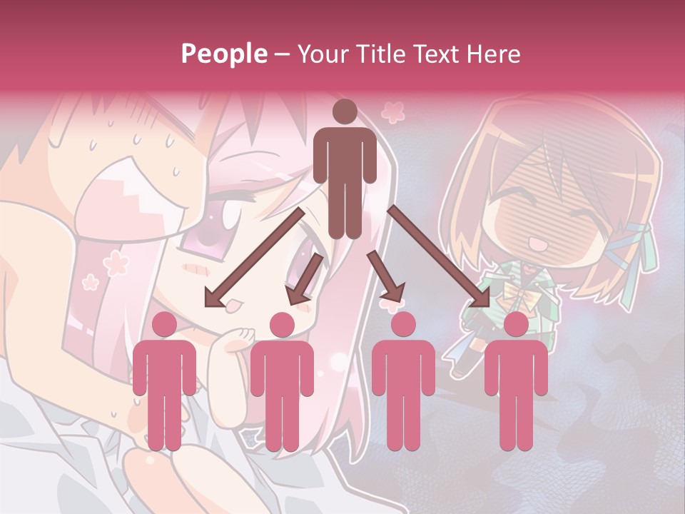 A Couple Of Anime Characters Hugging In Front Of A Blue Background PowerPoint Template