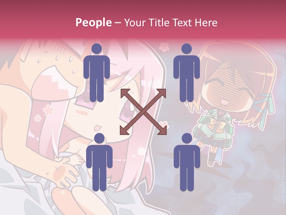 A Couple Of Anime Characters Hugging In Front Of A Blue Background PowerPoint Template