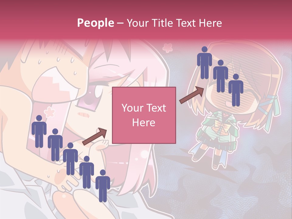 A Couple Of Anime Characters Hugging In Front Of A Blue Background PowerPoint Template