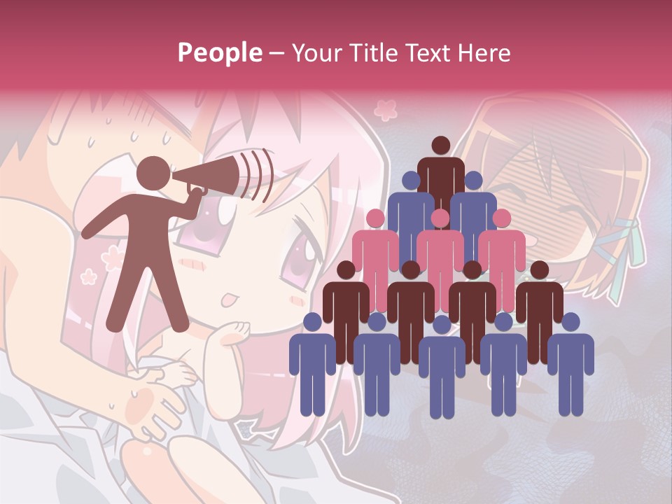 A Couple Of Anime Characters Hugging In Front Of A Blue Background PowerPoint Template