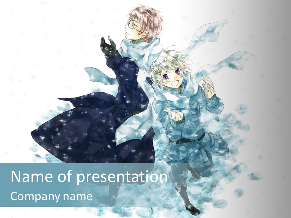 A Couple Of People That Are Standing In The Snow PowerPoint Template