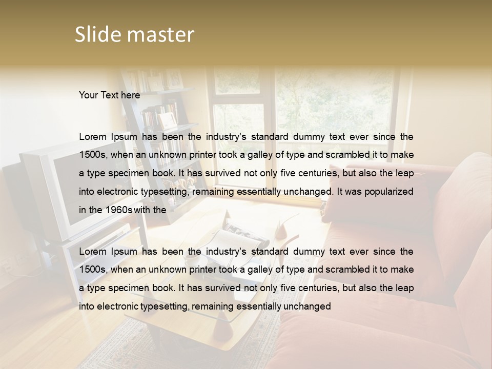 A Living Room Filled With Furniture And A Flat Screen Tv PowerPoint Template