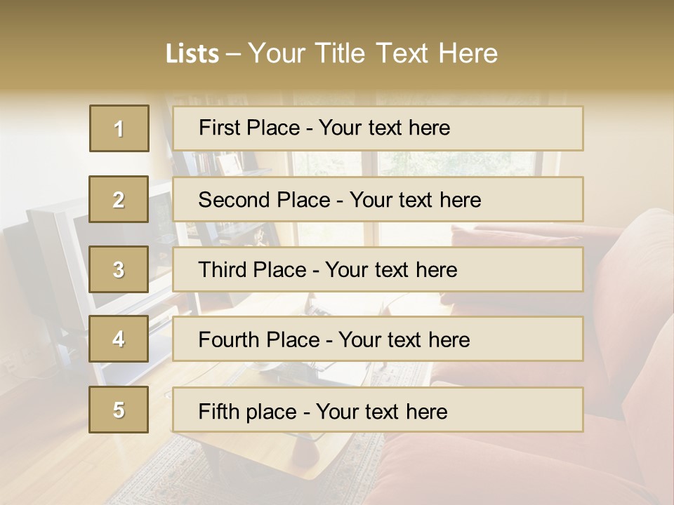 A Living Room Filled With Furniture And A Flat Screen Tv PowerPoint Template