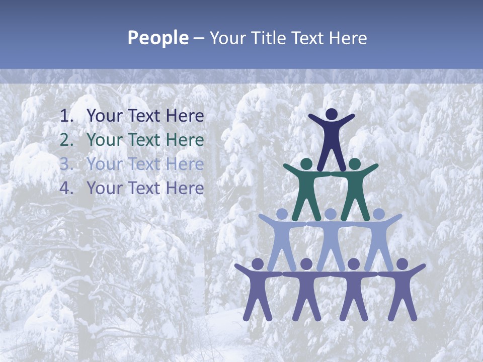 A Group Of People Walking Through A Snow Covered Forest PowerPoint Template