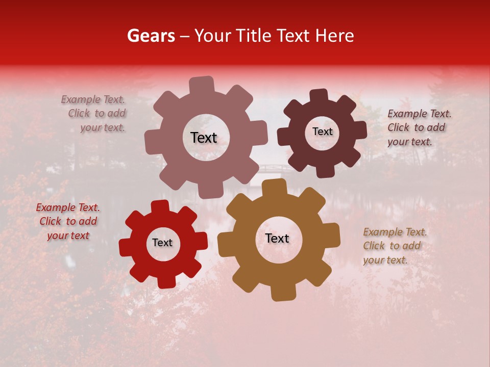 A Lake Surrounded By Trees With A Bridge In The Background PowerPoint Template