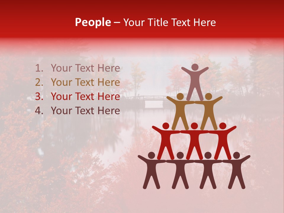 A Lake Surrounded By Trees With A Bridge In The Background PowerPoint Template