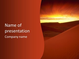 A Desert Scene With A Sunset In The Background PowerPoint Template