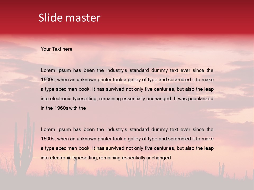 A Red Sky With Clouds Over A Desert PowerPoint Template