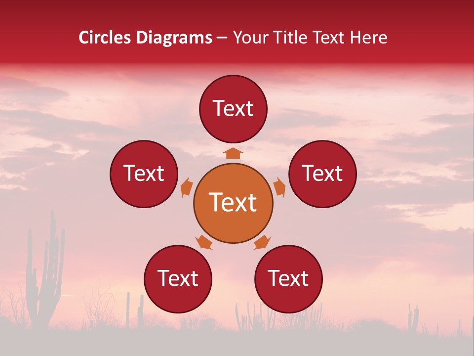 A Red Sky With Clouds Over A Desert PowerPoint Template