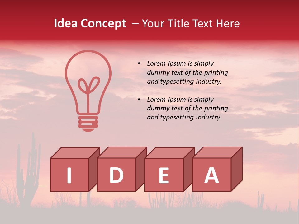 A Red Sky With Clouds Over A Desert PowerPoint Template