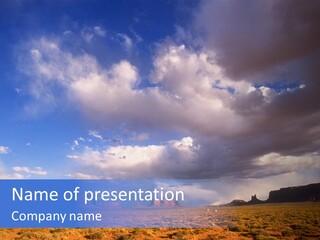 A Large Open Field With A Sky Filled With Clouds PowerPoint Template