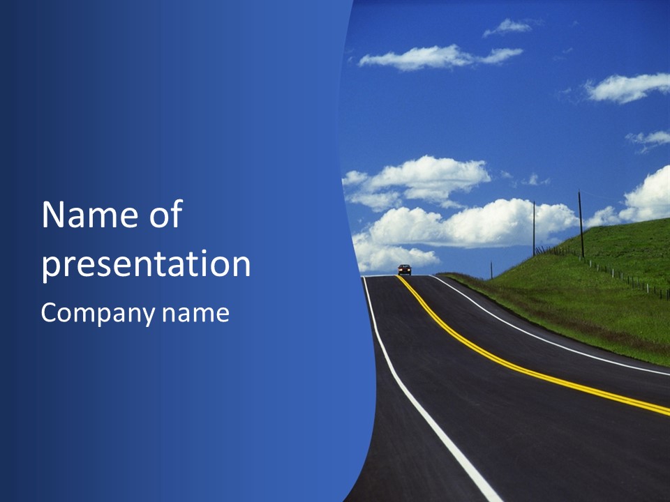 A Road With A Blue Sky And Clouds In The Background PowerPoint Template