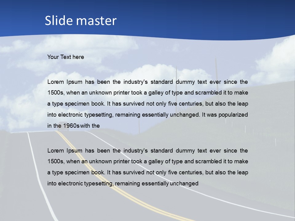 A Road With A Blue Sky And Clouds In The Background PowerPoint Template