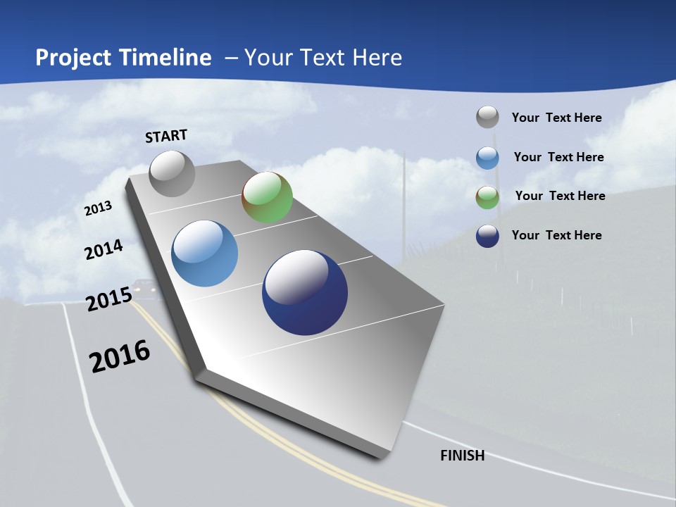 A Road With A Blue Sky And Clouds In The Background PowerPoint Template