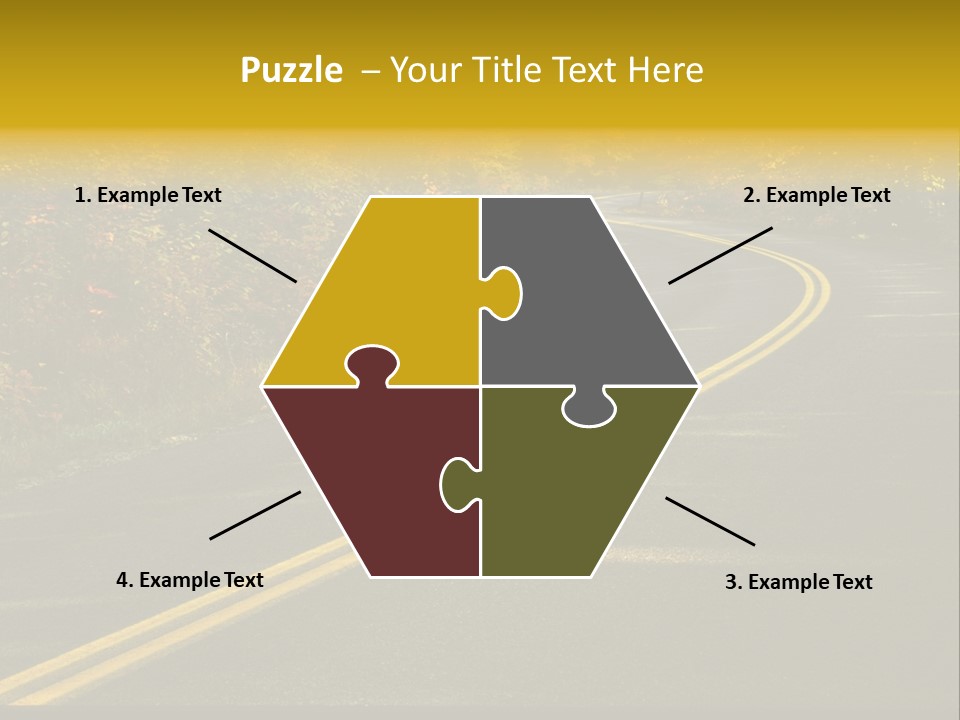 A Road With A Curve In The Middle Surrounded By Trees PowerPoint Template