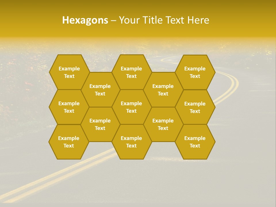 A Road With A Curve In The Middle Surrounded By Trees PowerPoint Template